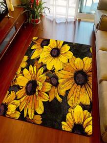 1pc Sunflower Pattern Rug, Modern Fabric Floor Carpet For Home - Multicolor - View 2