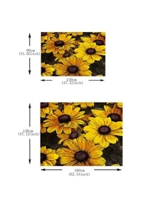 1pc Sunflower Pattern Rug, Modern Fabric Floor Carpet For Home - Multicolor - View 3