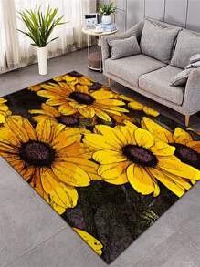 1pc Sunflower Pattern Rug, Modern Fabric Floor Carpet For Home - Multicolor - View 5