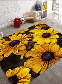 1pc Sunflower Pattern Rug, Modern Fabric Floor Carpet For Home - Multicolor - View 6
