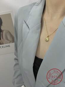 Sun Charm Silver Necklace - Gold - View 2