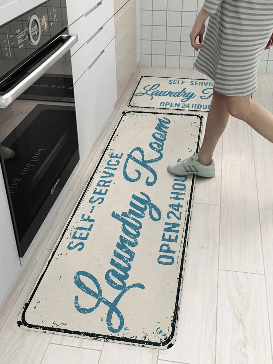 1 Chữ Đồ Họa Thảm, Polyester Hiện Đại Chống Trơn Trượt Sàn Cho Gia Đình - Màu be - Xem 1