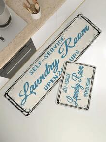 1 Chữ Đồ Họa Thảm, Polyester Hiện Đại Chống Trơn Trượt Sàn Cho Gia Đình - Màu be - Xem 2