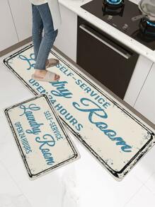 1 Chữ Đồ Họa Thảm, Polyester Hiện Đại Chống Trơn Trượt Sàn Cho Gia Đình - Màu be - Xem 4