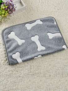 1pc Bone Print Pet Blanket For Dog And Cat For Sleeping - Grey - View 5