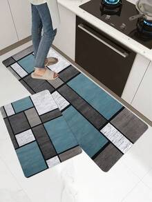 1pc Geometric Pattern Kitchen Rug - Multicolor - View 4