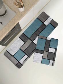 1pc Geometric Pattern Kitchen Rug - Multicolor - View 5