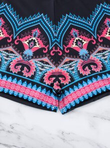 Graphic Print Shorts Tankini Summer Beach - Multicolor - View 6