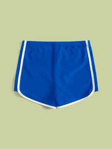 Teen Girls Binding Trim Swim Shorts - Blue - View 2