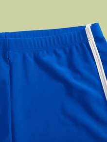 Teen Girls Binding Trim Swim Shorts - Blue - View 3