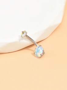 1 Đá Cubic Zirconia Trang Trí Rốn Vòng Bụng, Trang Sức Inox - Bạc - Xem 2