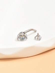 1 Đá Cubic Zirconia Trang Trí Rốn Vòng Bụng, Trang Sức Inox - Bạc - Xem 3