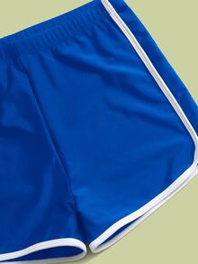 Teen Girls Binding Trim Swim Shorts - Blue - View 5