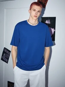 SWAVVY 1 Miếng Lỏng lẻo phù hợp Áo thun Với In Slogan & Hoạt hình Hình ảnh - Màu xanh lam - Xem 3