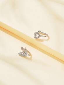 2 Stücke einfache & modische personalisierte Nasenpiercings in Tierform mit Herz- und Schmetterlings-Strass-Dekor für Frauen