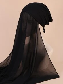 素色頭巾 - 黑色 - 查看 2