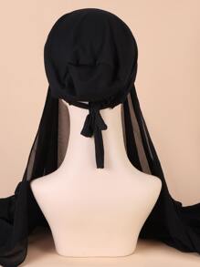 素色頭巾 - 黑色 - 查看 4