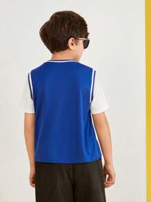 LOONEY TUNES X SHEIN Tween Boy Cartoon Graphic 2 In 1 Tee - Royal Blue - View 2