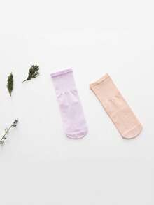 9雙小女童素色極簡短襪和中筒襪適用於日常 - 彩色 - 查看 3