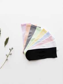 9雙小女童素色極簡短襪和中筒襪適用於日常 - 彩色 - 查看 5