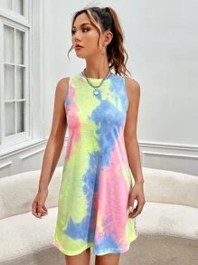 SHEIN EZwear 紮染背心洋裝 - 彩色 - 查看 5