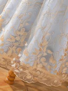 SHEIN Girls Floral Embroidery Puff Sleeve Mesh Overlay Dress - Multicolor - View 7