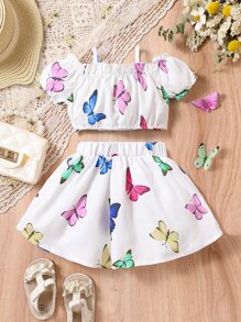 Bộ đồ Em bé viền lá sen Loại bướm - trắng - Xem 2