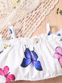 Bộ đồ Em bé viền lá sen Loại bướm - trắng - Xem 4