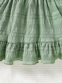 SHEIN Toddler Girls Frill Trim Ruffle Hem Cami Dress - Army Green - View 3