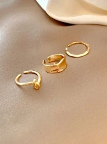 3入組極簡開口戒指銅首飾類