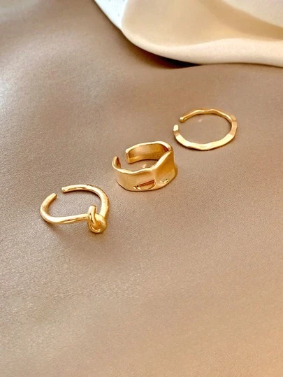 3入組極簡開口戒指銅首飾類