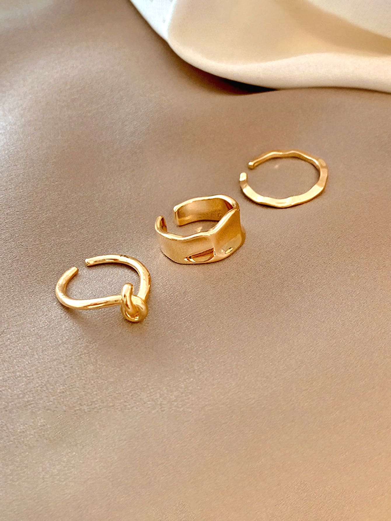 3入組極簡開口戒指銅首飾類