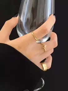 3入組極簡開口戒指銅首飾類