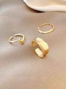 3入組極簡開口戒指銅首飾類