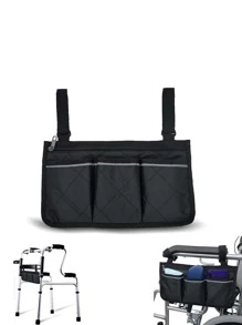 黑色工具包休閒幾何格紋衍縫多口袋基本 - 黑色 - 查看 2