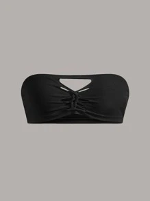 SHEIN ICON Áo nữ Cắt ra màu trơn Gợi cảm - màu đen - Xem 1