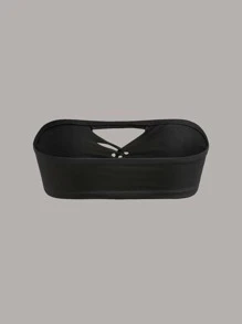 SHEIN ICON Áo nữ Cắt ra màu trơn Gợi cảm - màu đen - Xem 2