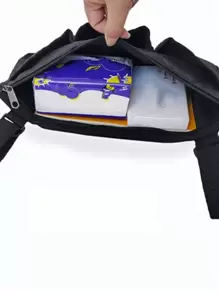 黑色工具包休閒幾何格紋衍縫多口袋基本 - 黑色 - 查看 5