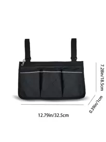 黑色工具包休閒幾何格紋衍縫多口袋基本 - 黑色 - 查看 7