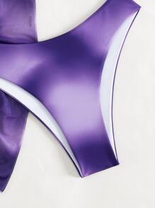 SHEIN Swim 夏季海滩渐变色比基尼套装交叉吊带上衣和低腰下装和罩裙两件套泳衣三件套比基尼套装紫色比基尼 - 紫色 - 查看 7