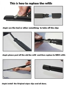 2pcs/Set Windshield Wiper Blades, Frameless Car Wiper Rubber Strips (Each Rubber Strip Can Be Divided Into 2) - Black - View 3