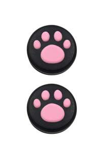 2 件可爱动物足迹图案游戏操纵杆帽 - 黑色 - 查看 1