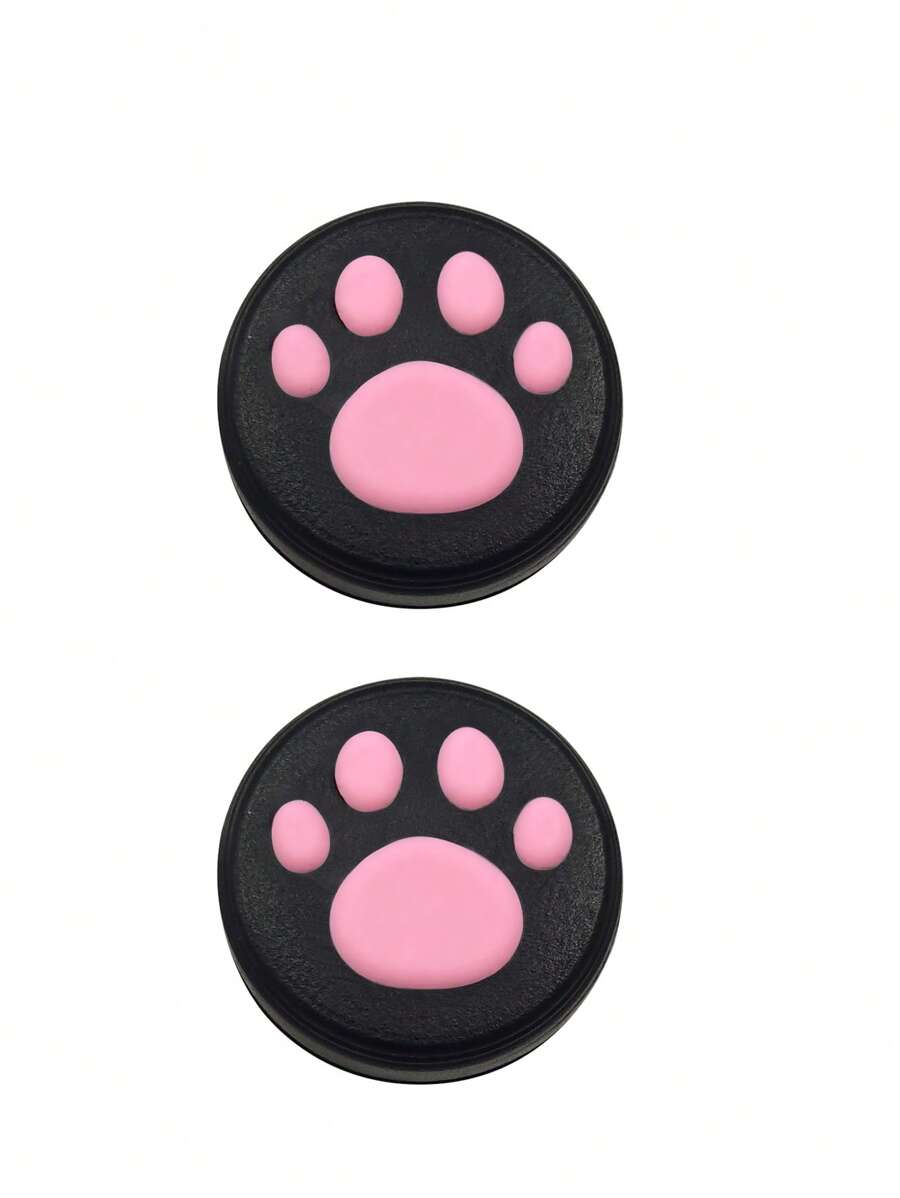 2 件可爱动物足迹图案游戏操纵杆帽 - 黑色 - 查看 1