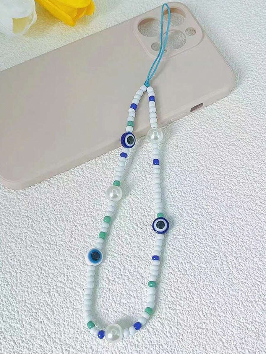 Dây đeo cổ tay dây đeo điện thoại đính cườm, Dây điện thoại di động chống thất lạc, Trang trí bùa chú điện thoại, Chuỗi điện thoại cho phụ nữ Cô gái - Nhiều màu - Xem 1