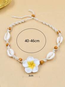 Vòng cổ trang trí hoa đính cườm trang trí bằng vỏ sò Bohemian - Màu be - Xem 5