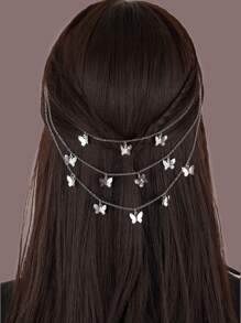 Kẹp tóc trang trí hình con bướm - Bạc - Xem 5