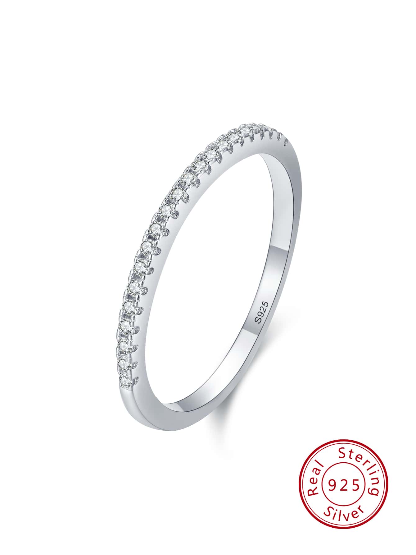 Nhẫn cưới bằng bạc trang trí bằng đá khối Zirconia