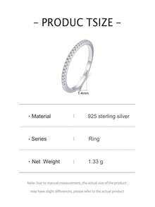 Nhẫn cưới bằng bạc trang trí bằng đá khối Zirconia - Bạc - Xem 5