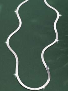 KKCOLA 1 件时尚蛇链项链，锁骨链首饰，适合日常佩戴，送给爱人、母亲、女儿的礼物，流行珠宝 - 銀色 - 查看 1