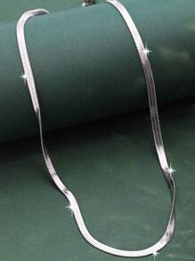 KKCOLA 1 件时尚蛇链项链，锁骨链首饰，适合日常佩戴，送给爱人、母亲、女儿的礼物，流行珠宝 - 銀色 - 查看 2